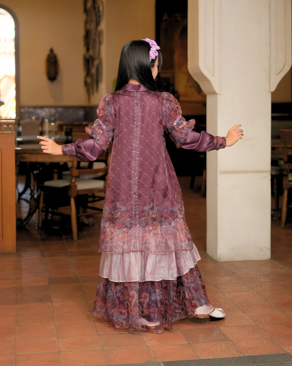 ZAURA KIDS DRESS - BURGUNDY