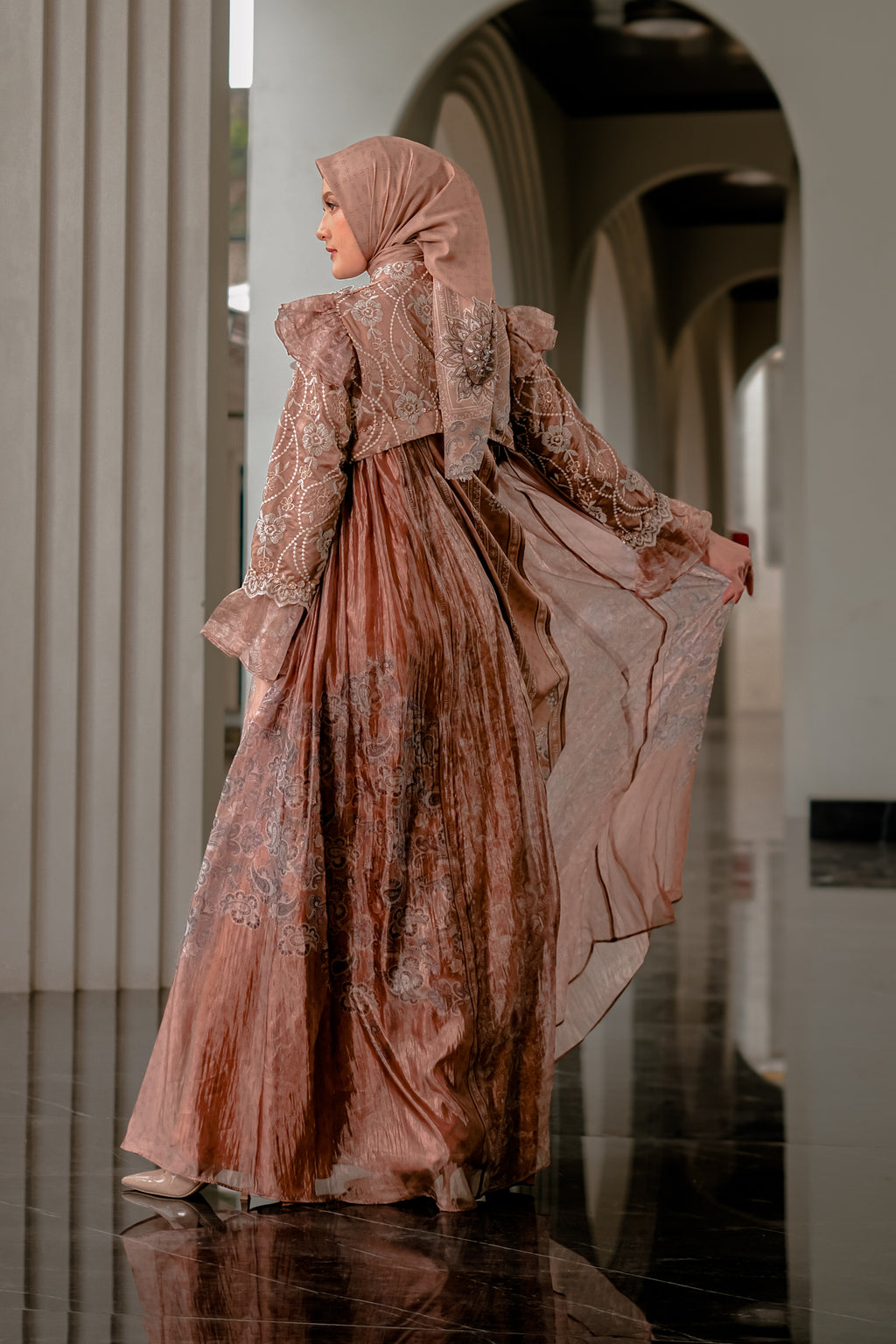 ZARELIA LACE DRESS - MOCHABROWN