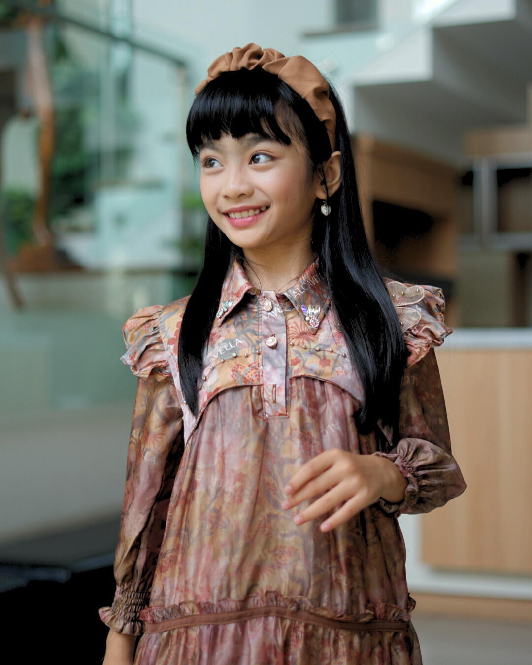 ZARELIA KIDS DRESS - BROWN