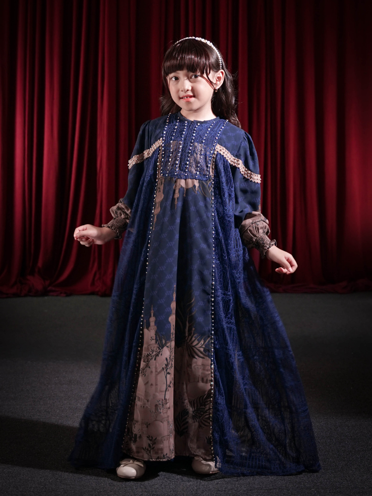MAYESHA KIDS DRESS - NAVY