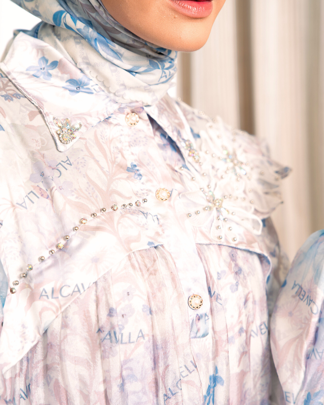 ZARELIA DRESS - WHITEBLUE