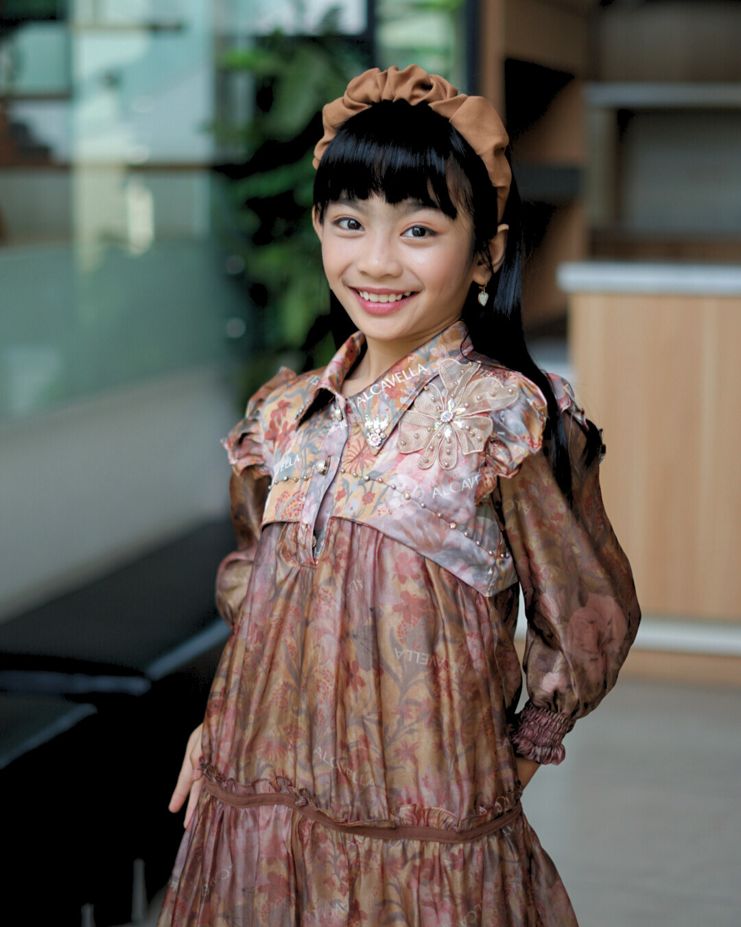 ZARELIA KIDS DRESS - BROWN