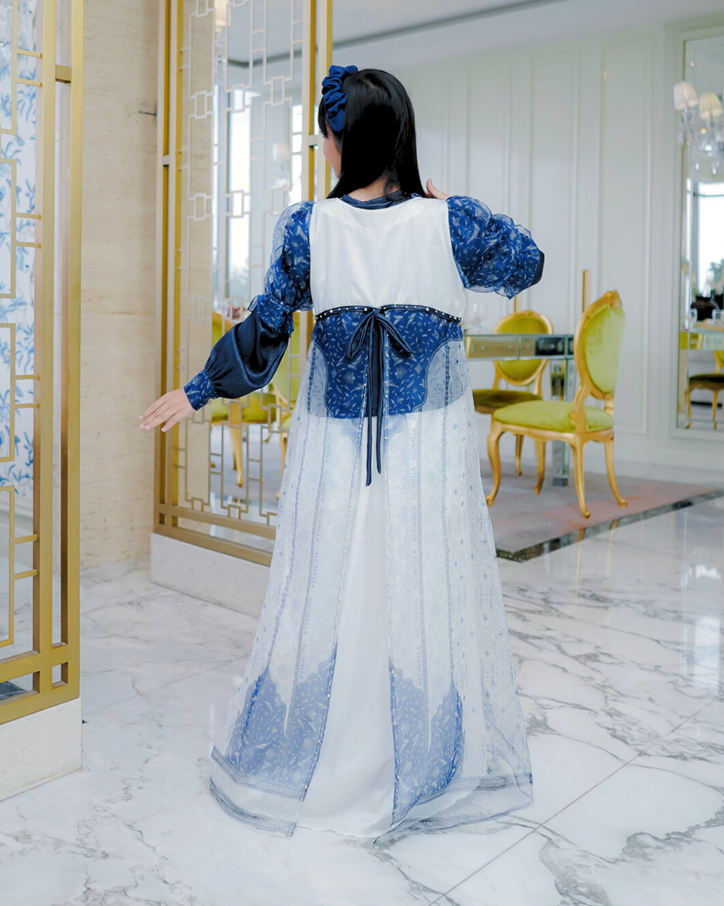 ZYANA KIDS DRESS - WHITEBLUE