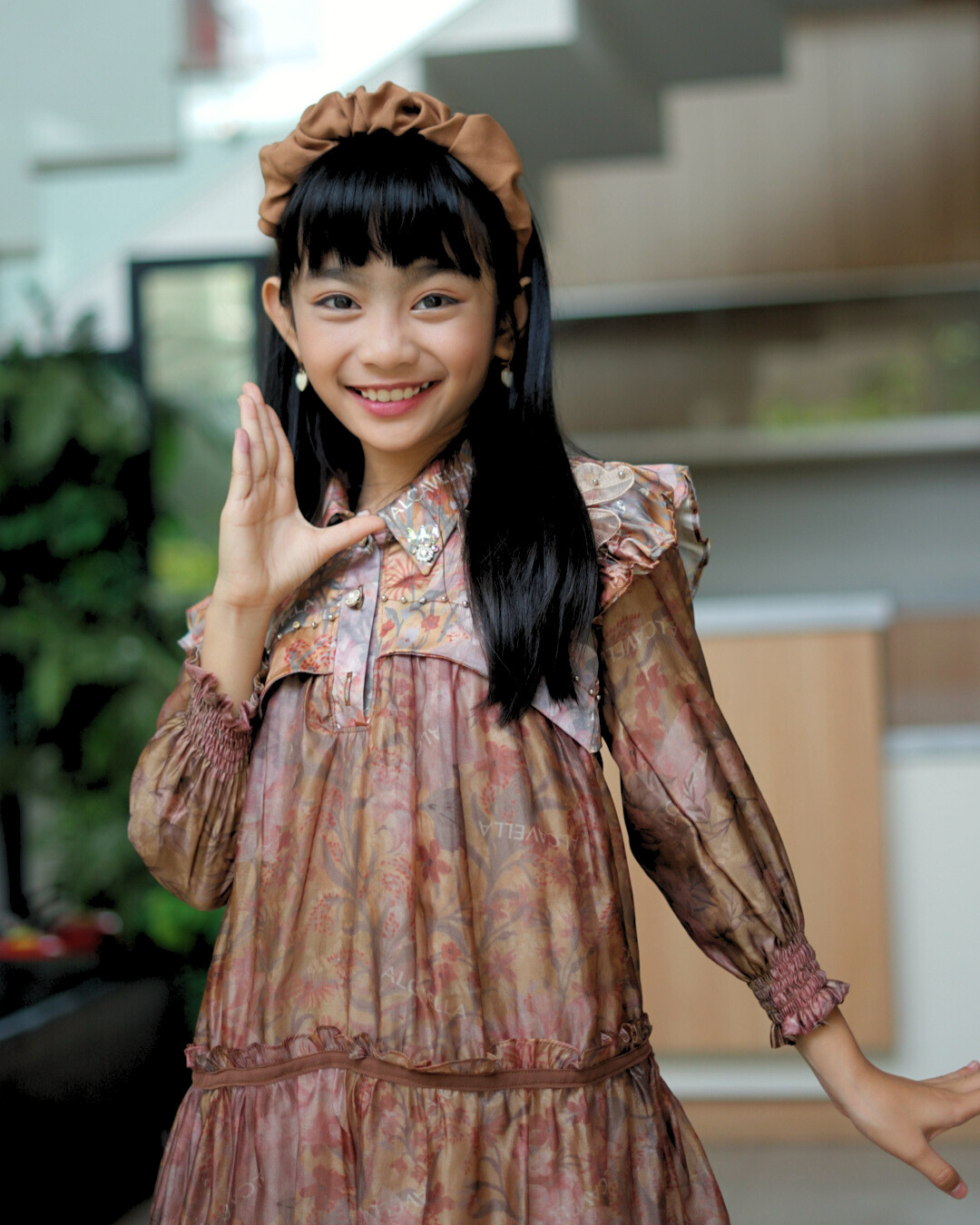 ZARELIA KIDS DRESS - BROWN