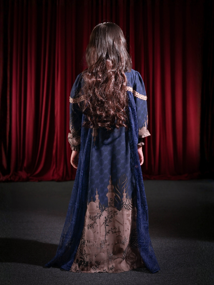 MAYESHA KIDS DRESS - NAVY