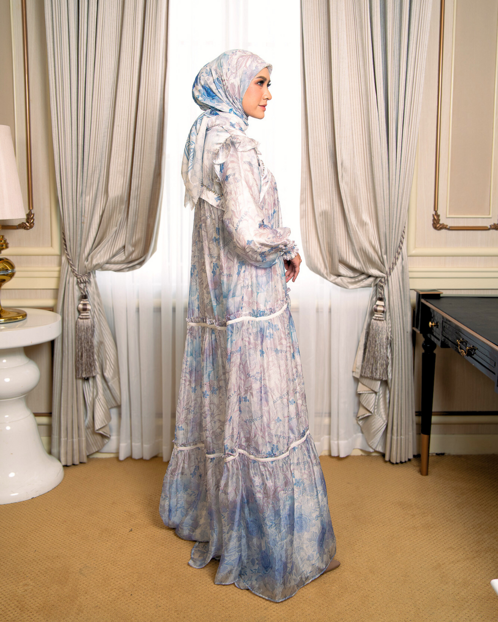 ZARELIA DRESS - WHITEBLUE