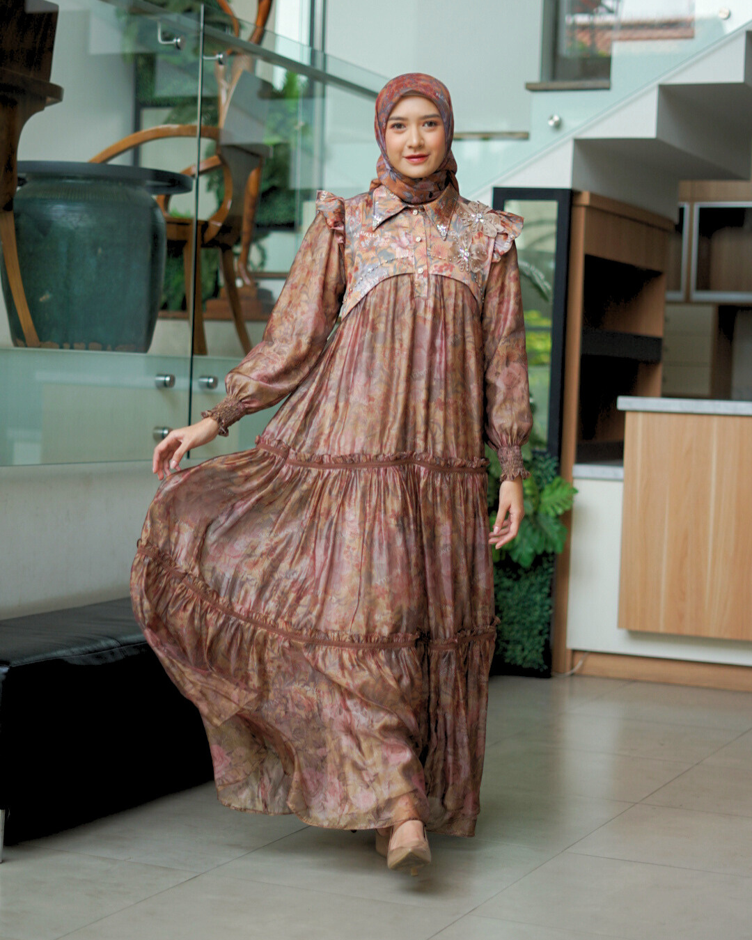 ZARELIA DRESS - BROWN