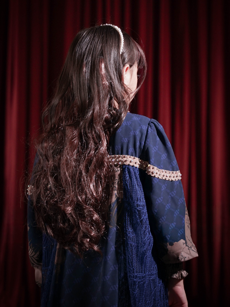 MAYESHA KIDS DRESS - NAVY