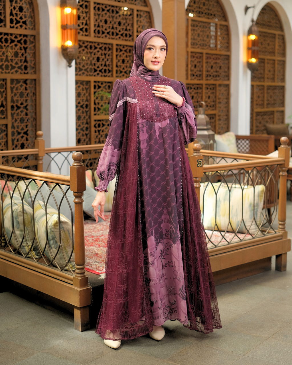 MAYESHA DRESS - BURGUNDY