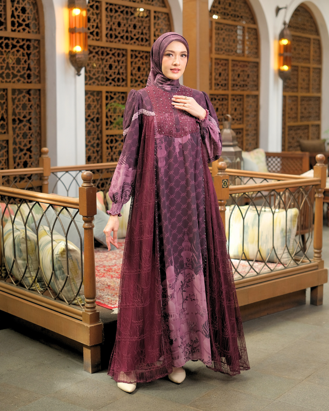 MAYESHA DRESS - BURGUNDY