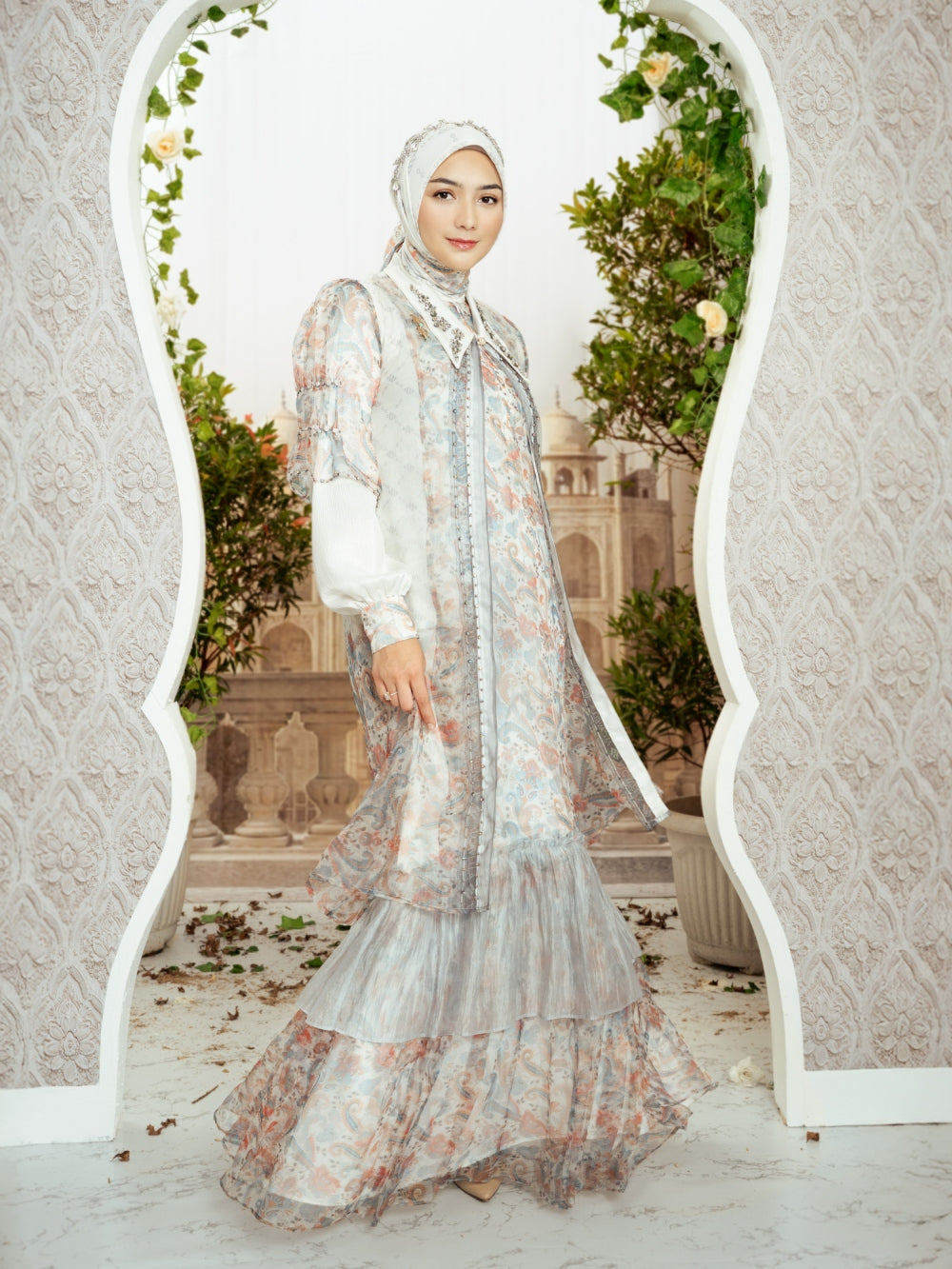 ZAURA DRESS - WHITEBLUE