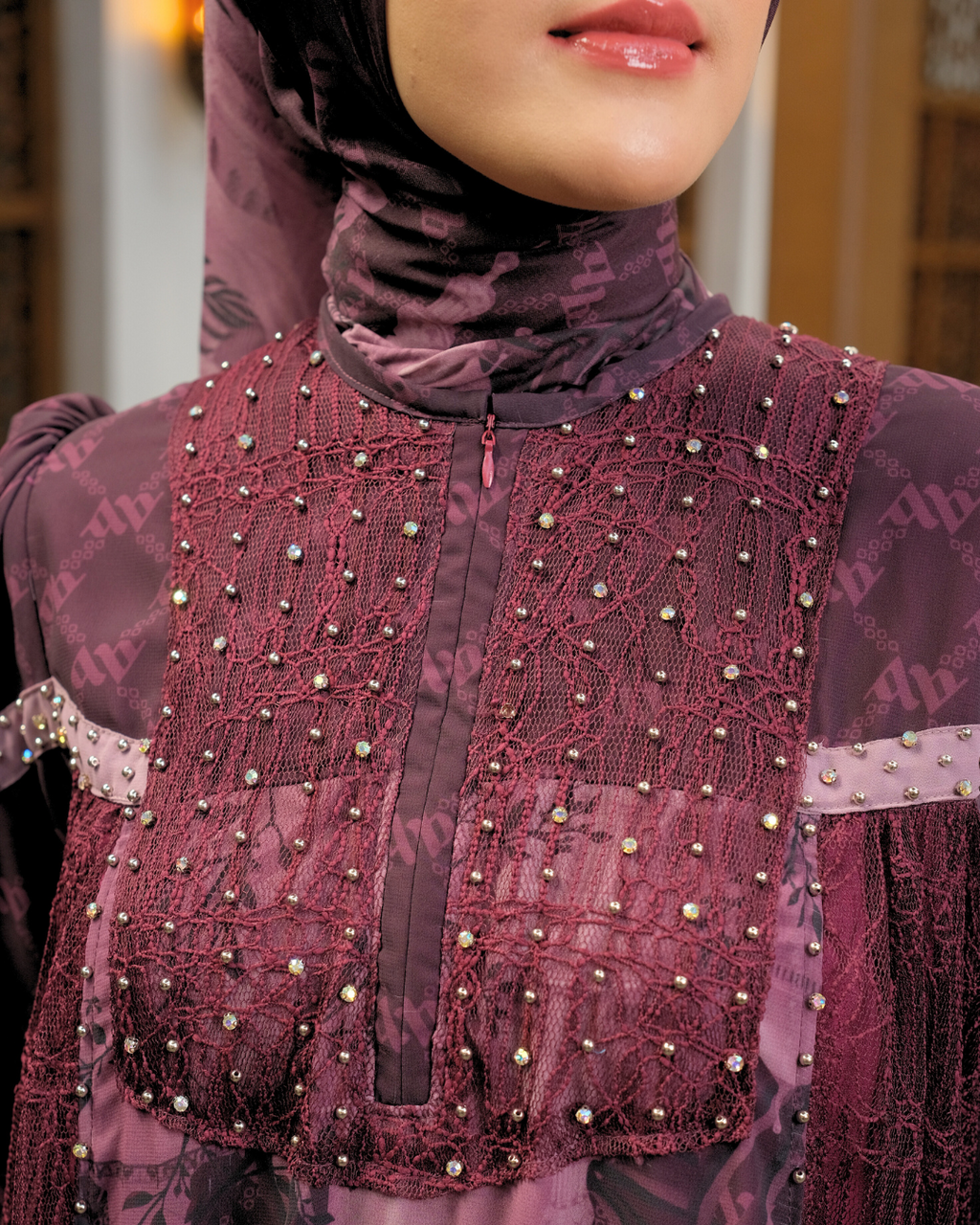 MAYESHA DRESS - BURGUNDY