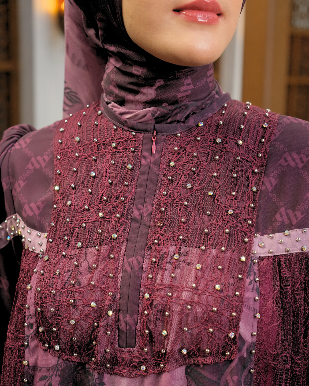 MAYESHA DRESS - BURGUNDY