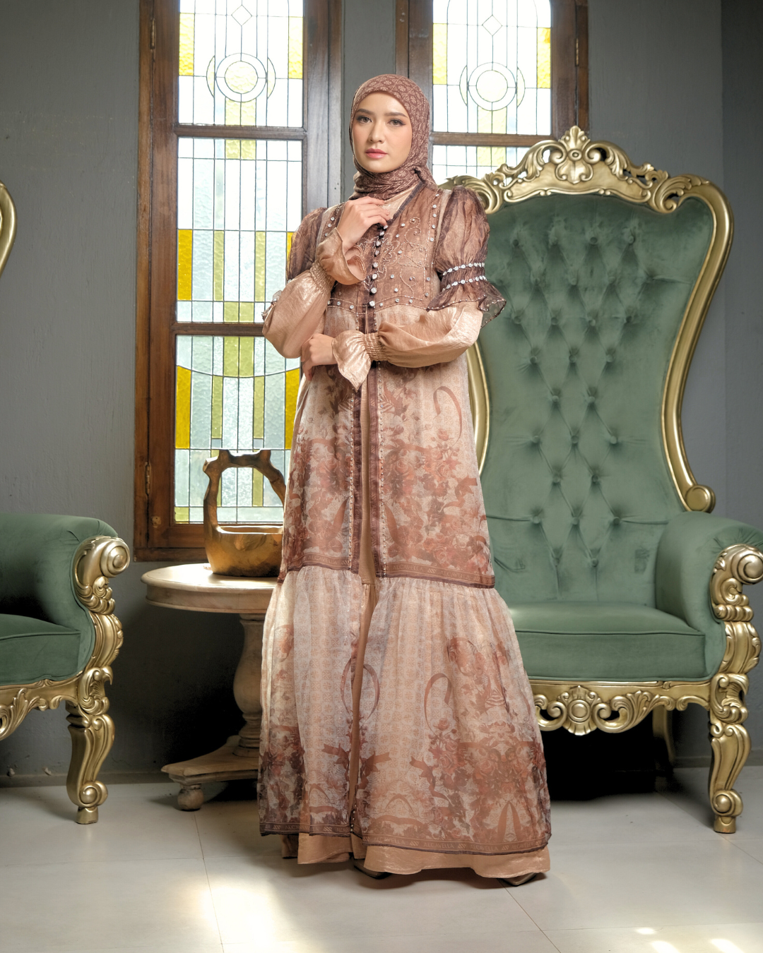 ZAREESHA DRESS - BROWN