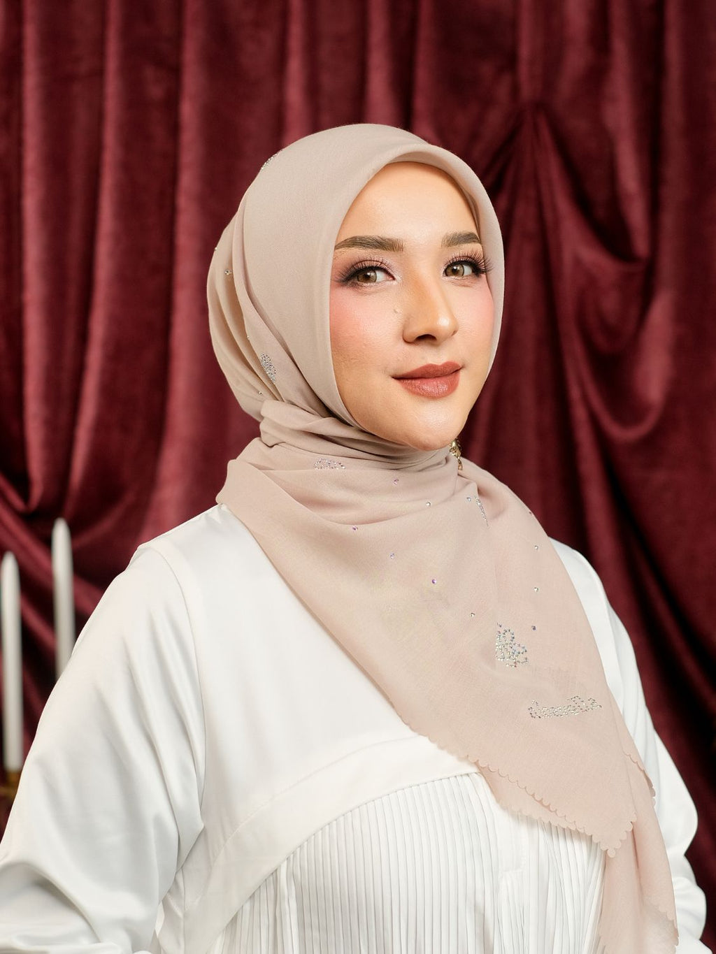 MONOGRAM KRISTAL SCARF - CREAM