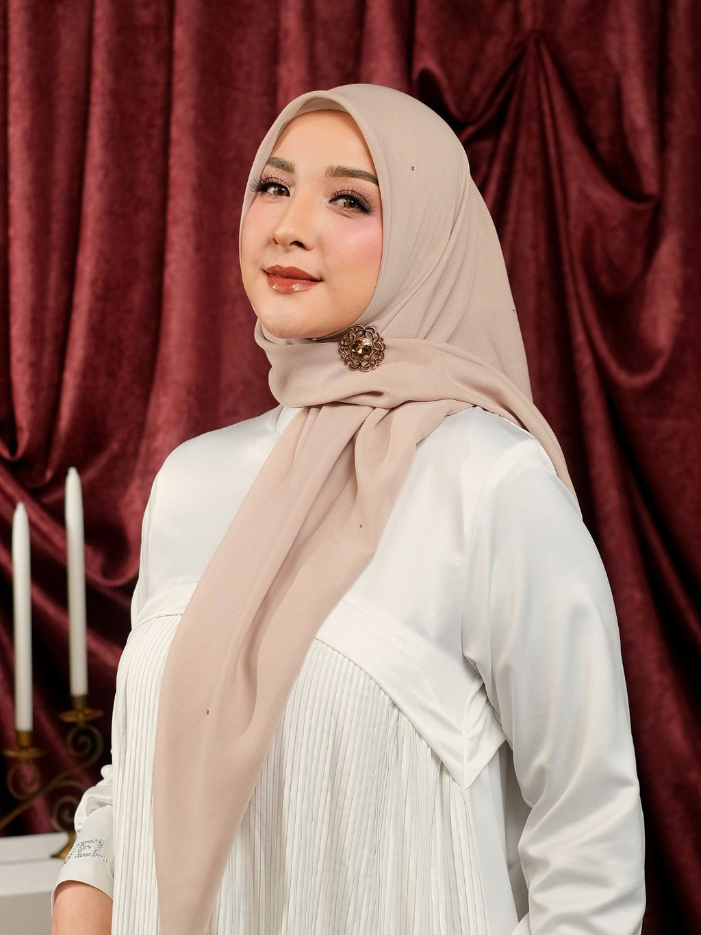 ELVARA KRISTAL SCARF - CREAM