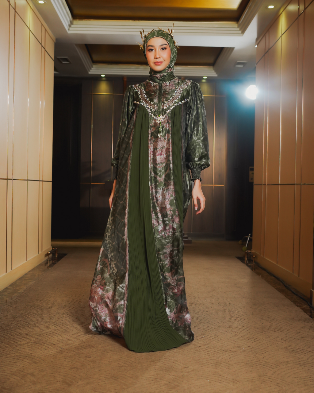 ZAREESHA AMEERA DRESS - MOSS GREEN