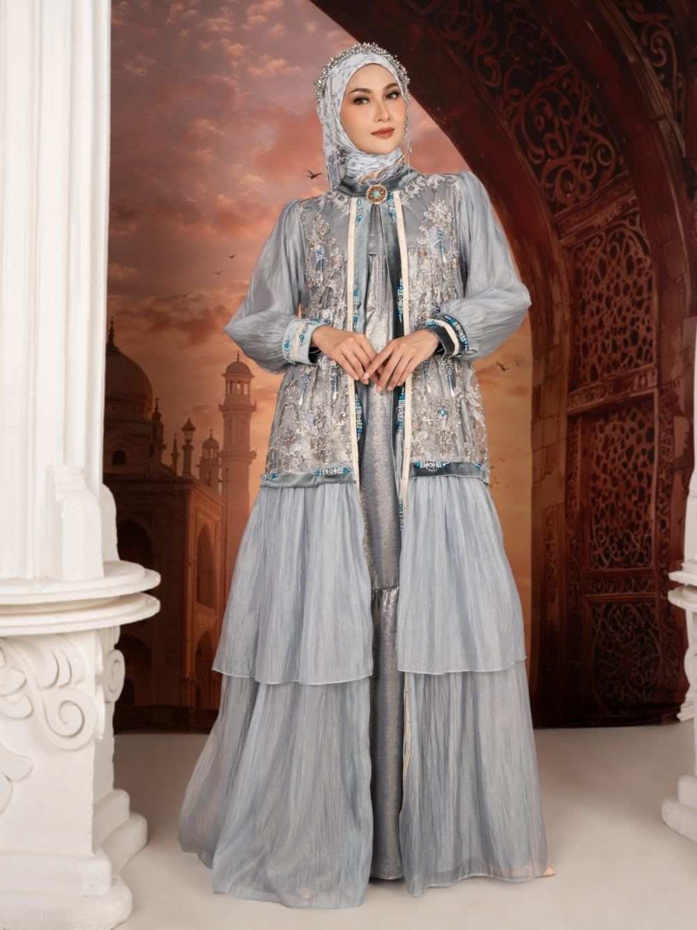 SORAYA KHAFIA DRESS - GRAYISHBLUE