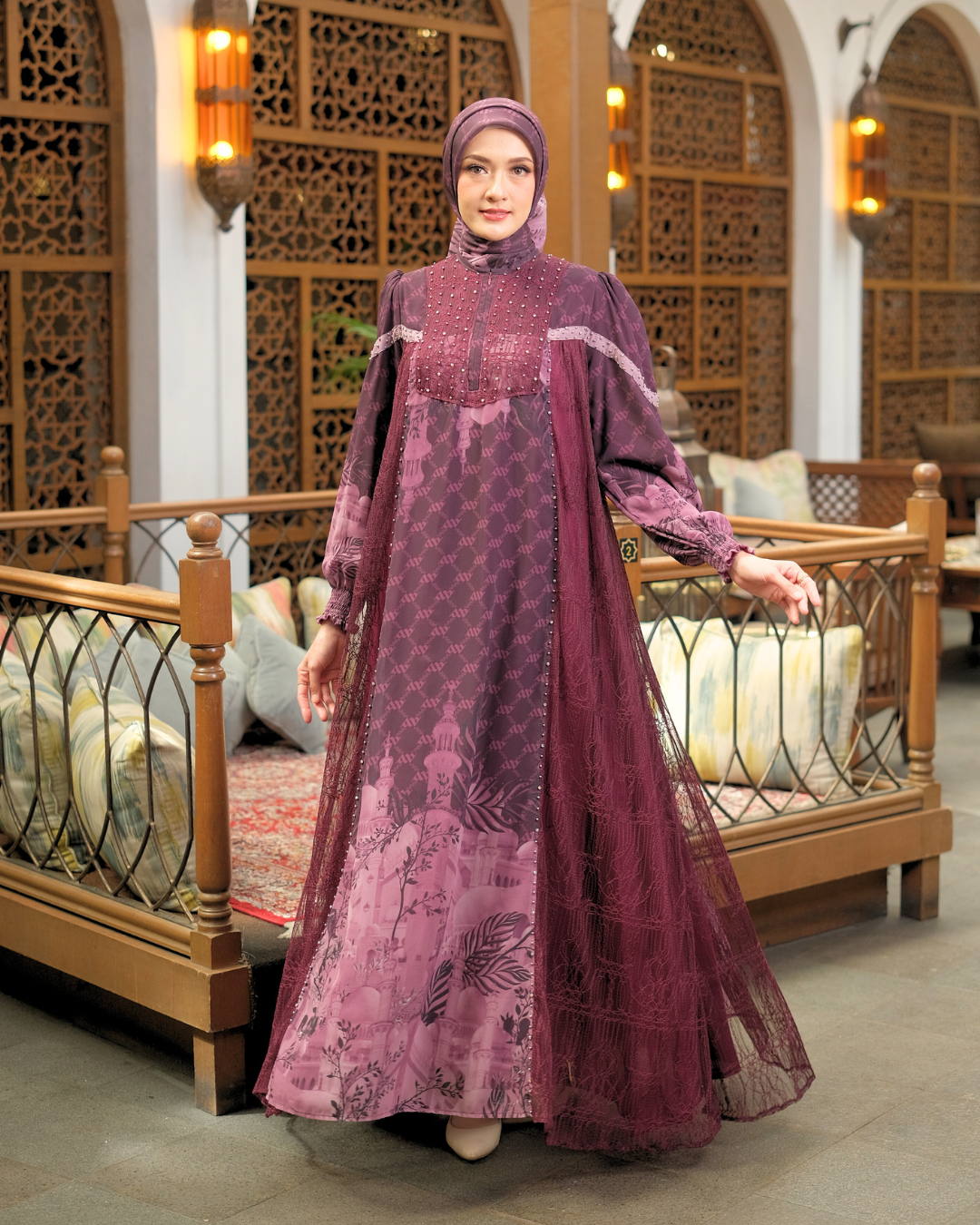 MAYESHA DRESS - BURGUNDY