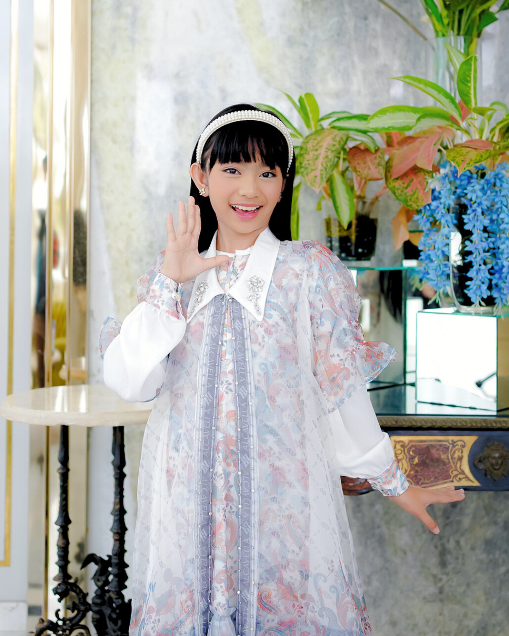 ZAURA KIDS DRESS - WHITEBLUE
