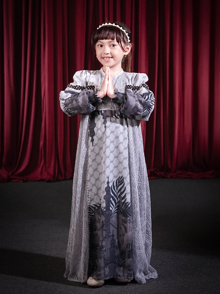 MAYESHA KIDS DRESS - GREY