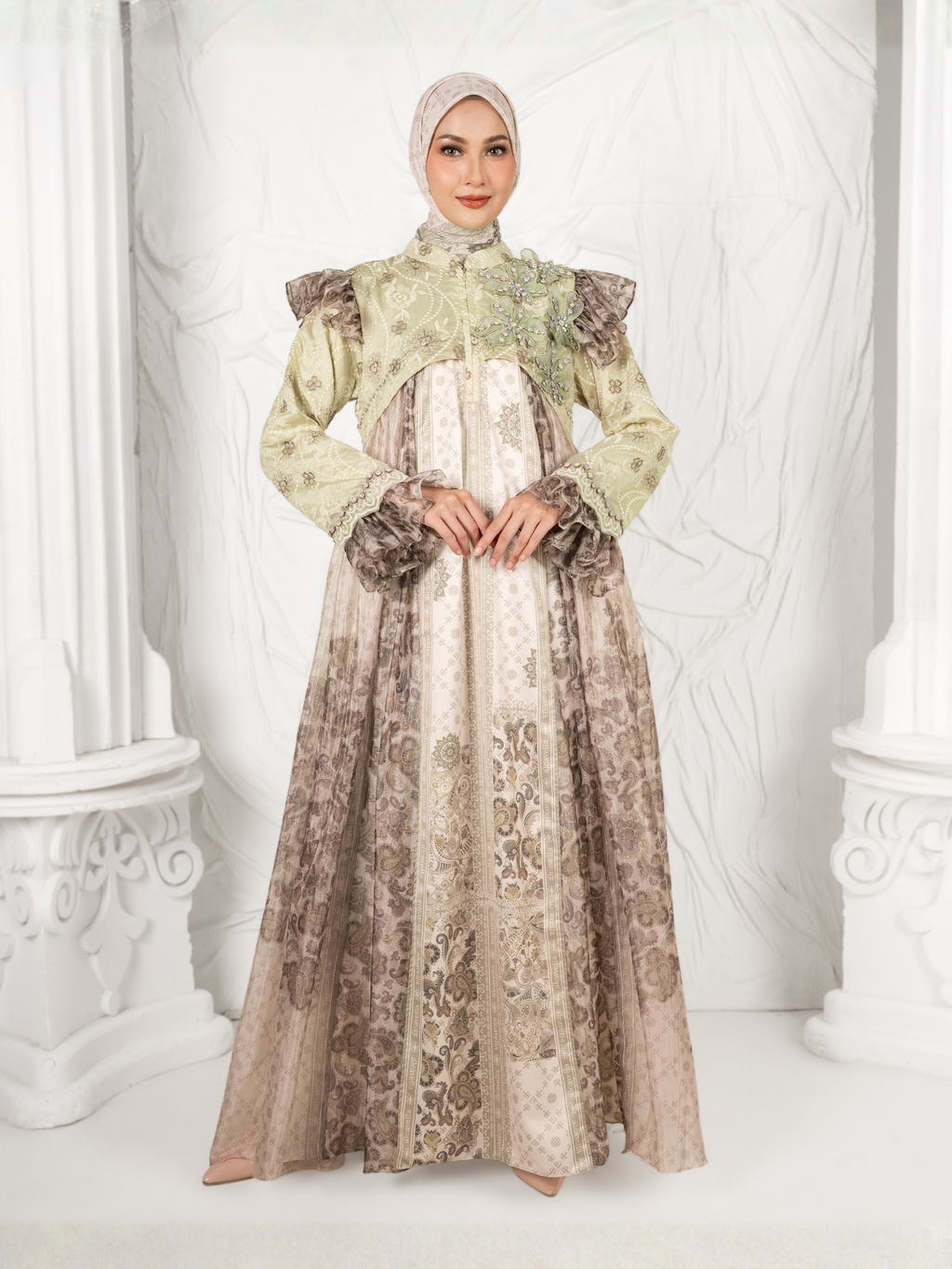 ZARELIA LACE DRESS - SAGE GREEN