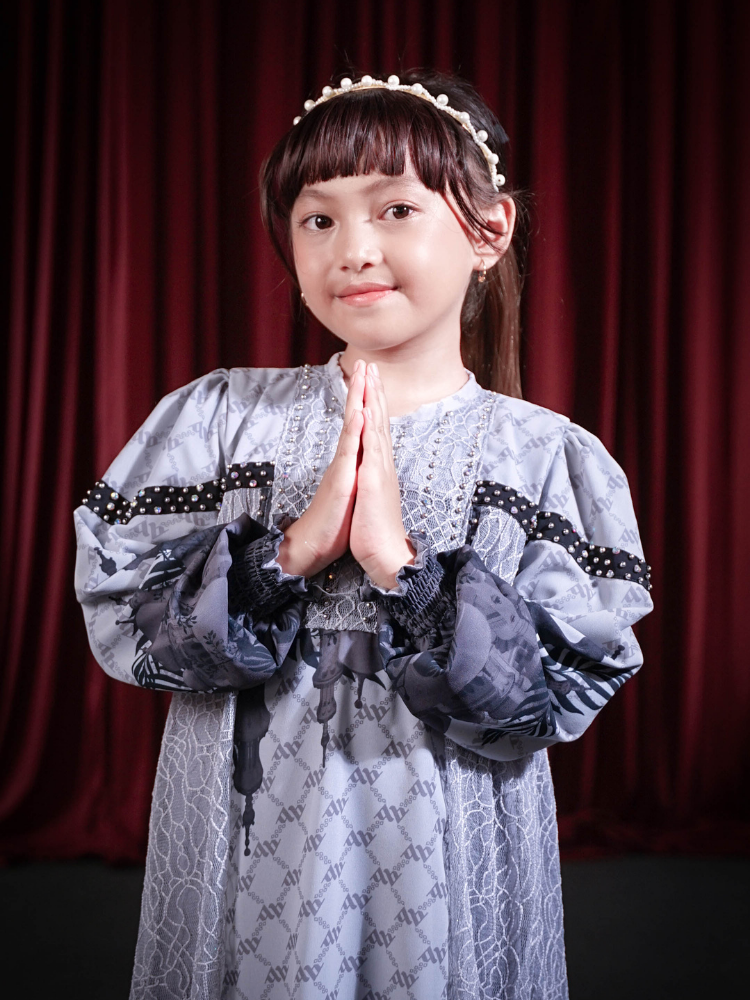 MAYESHA KIDS DRESS - GREY