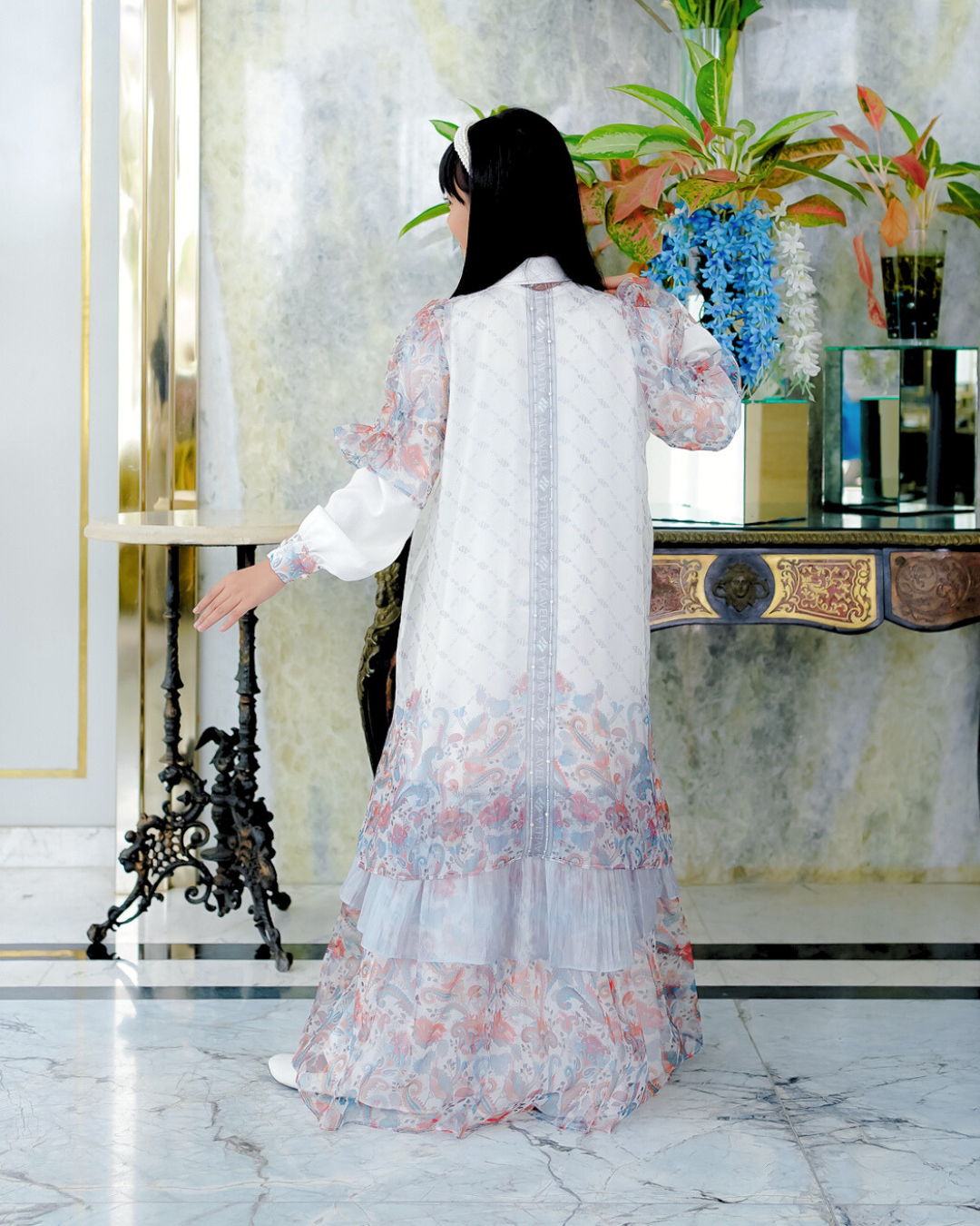 ZAURA KIDS DRESS - WHITEBLUE