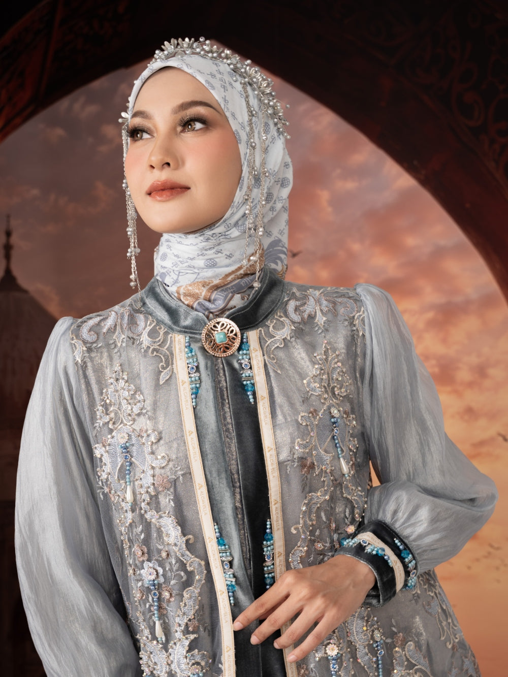SORAYA KHAFIA DRESS - GRAYISHBLUE