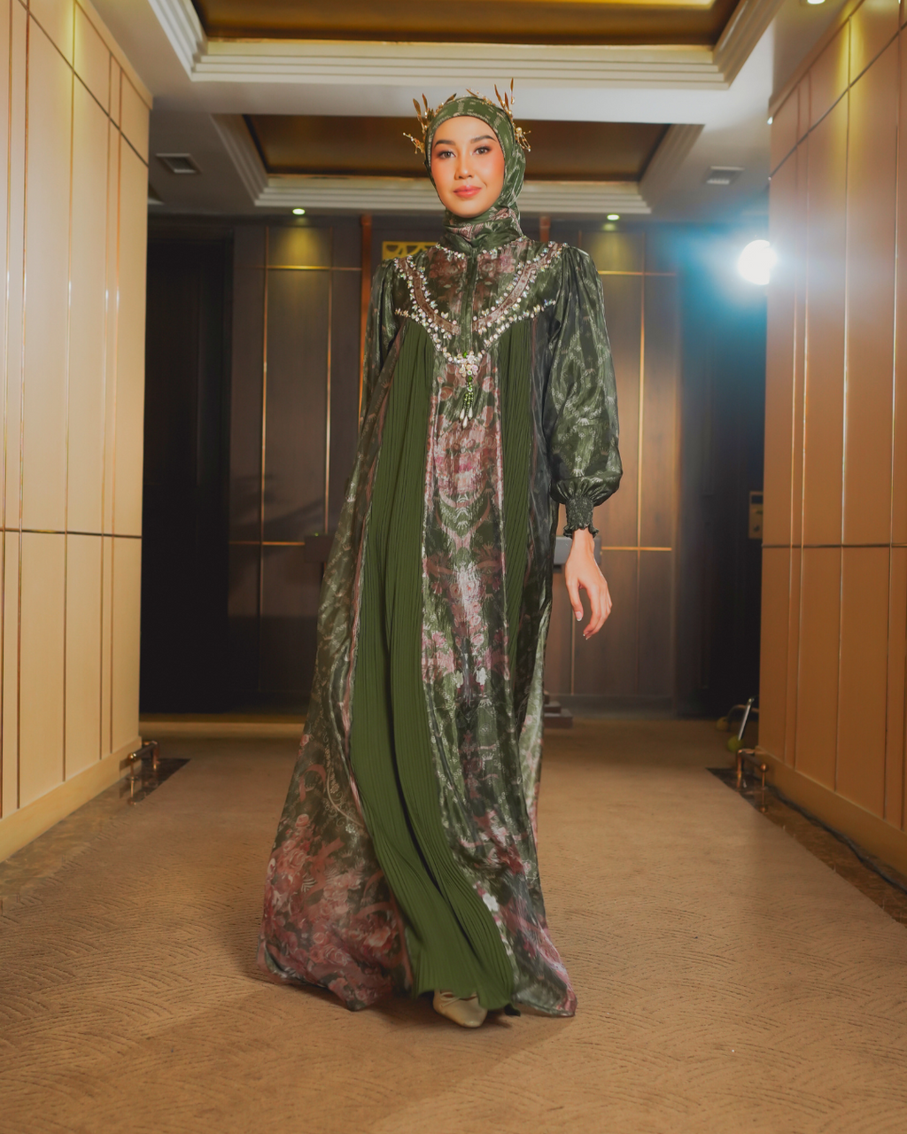 ZAREESHA AMEERA DRESS - MOSS GREEN