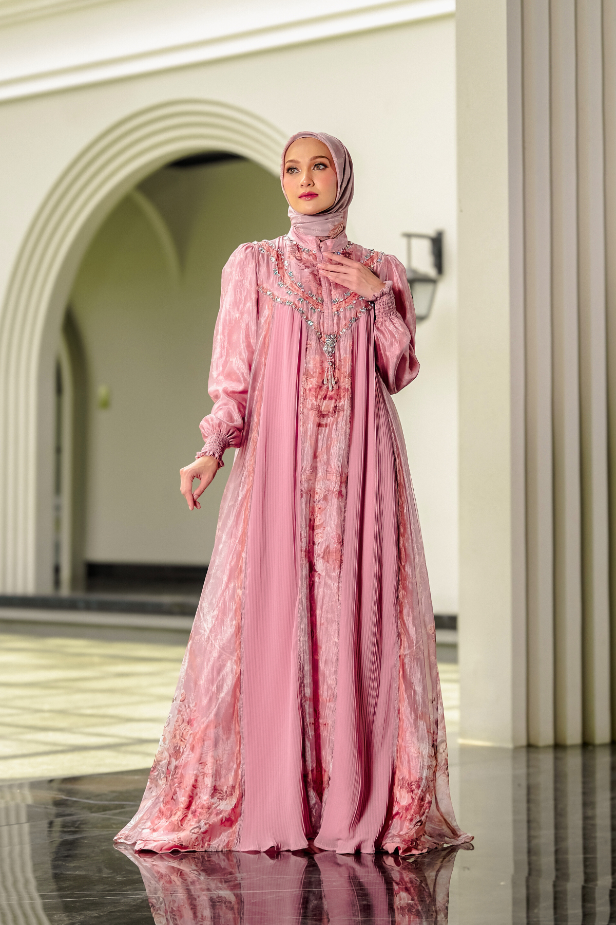 ZAREESHA AMEERA DRESS - BLUSH PINK