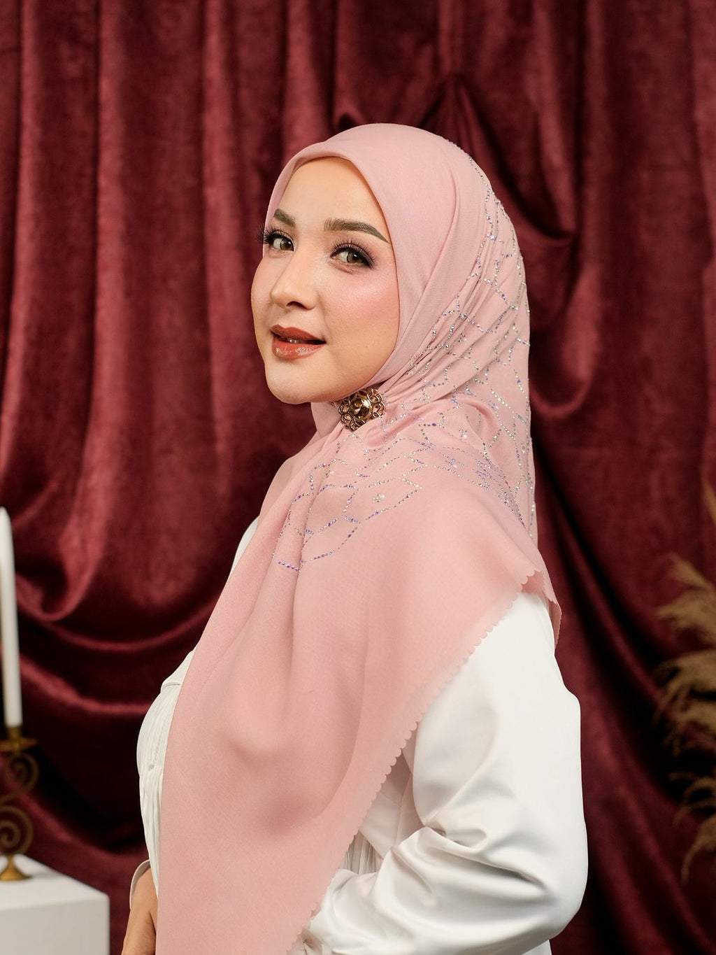 ZELIAA KRISTAL SCARF DUSTYPINK