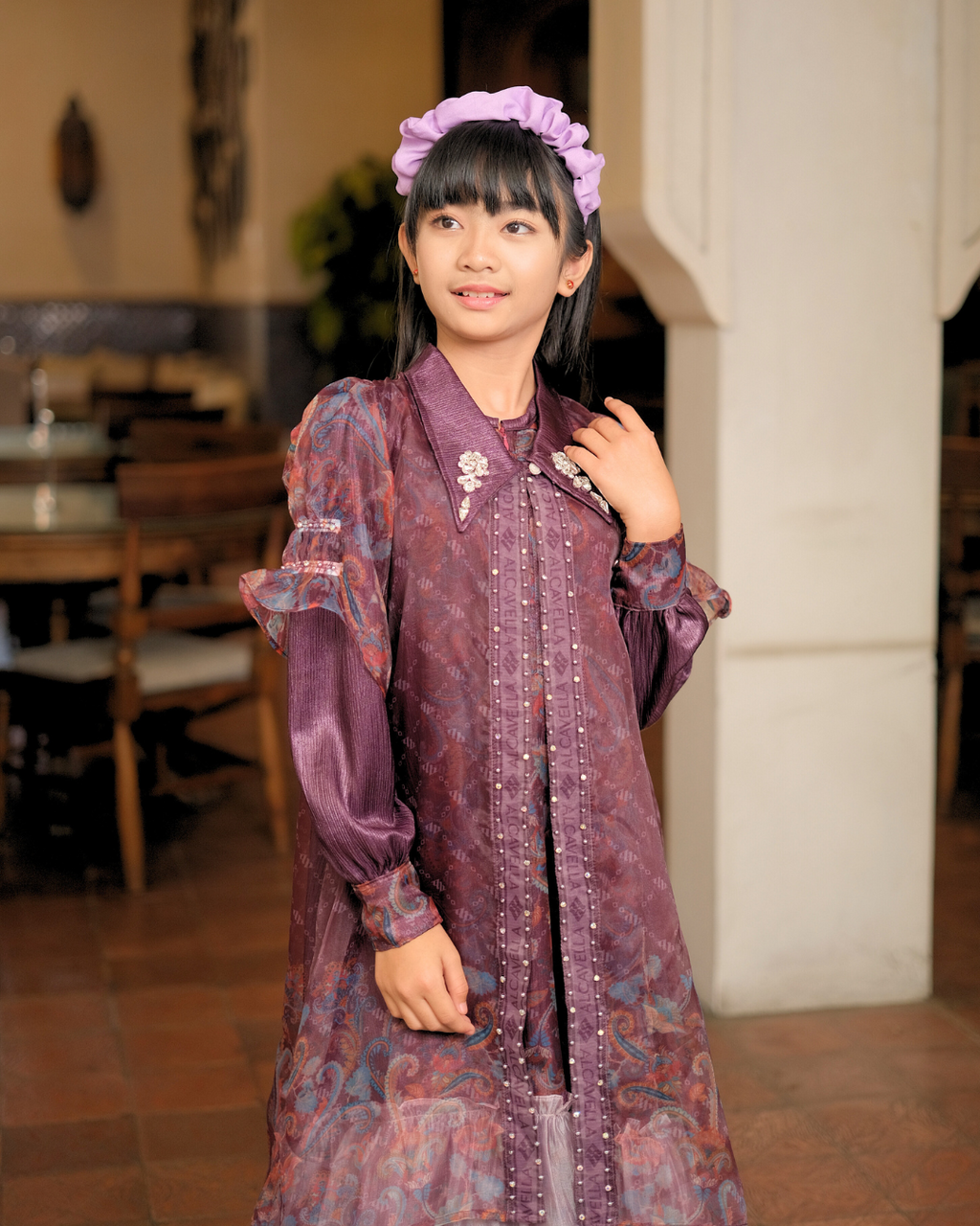 ZAURA KIDS DRESS - BURGUNDY