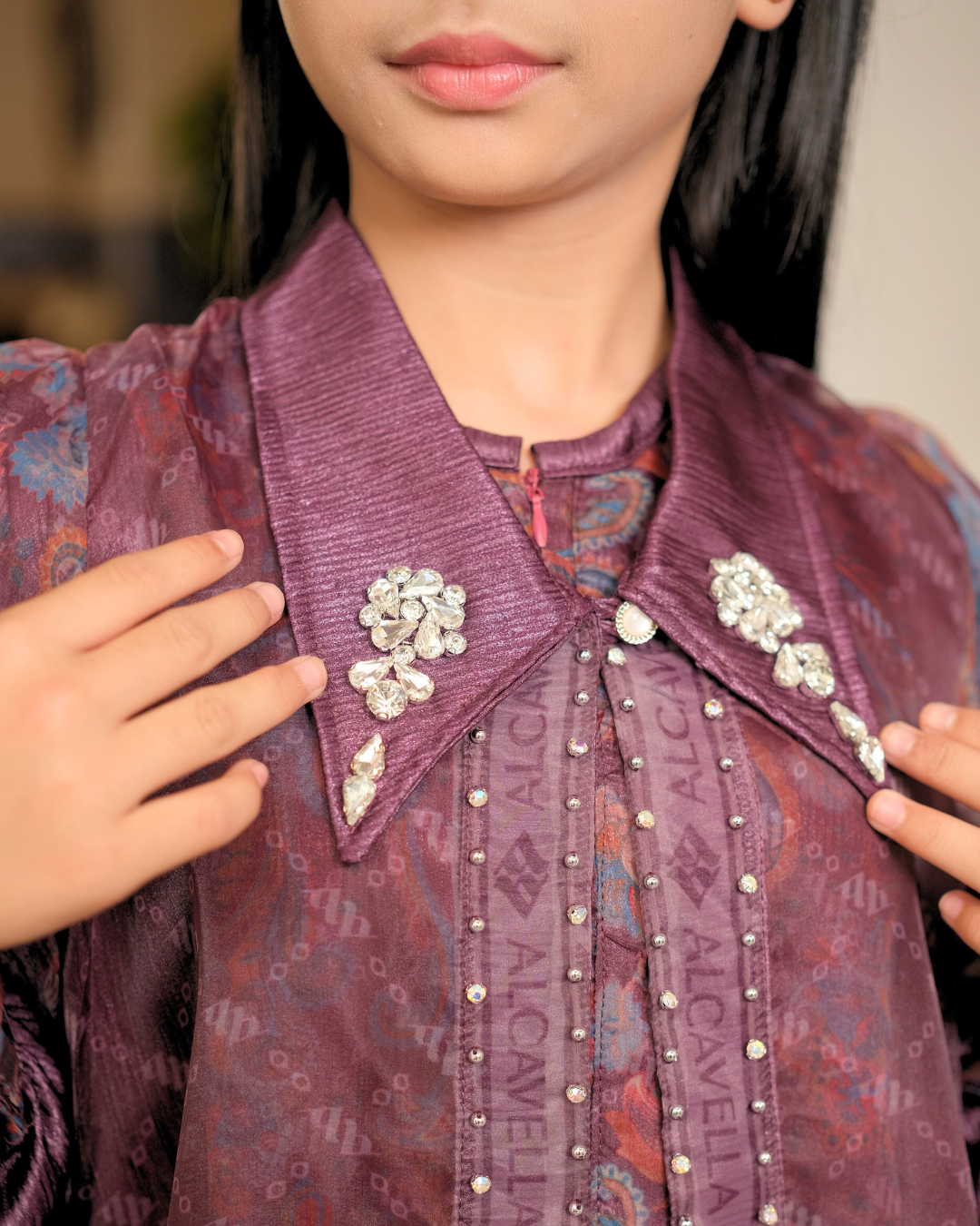 ZAURA KIDS DRESS - BURGUNDY
