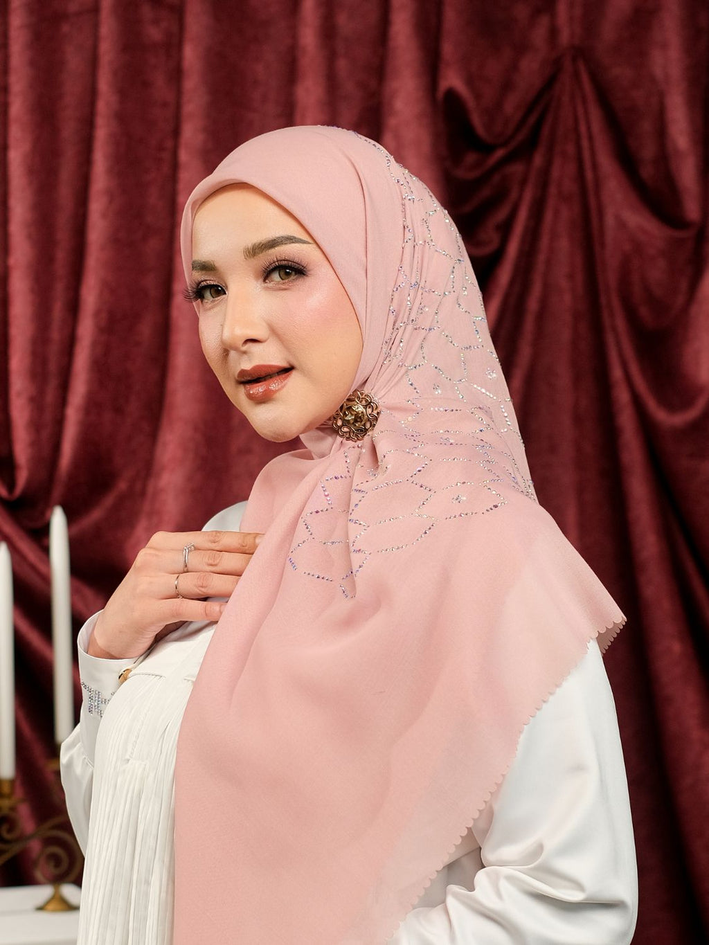 ZELIAA KRISTAL SCARF DUSTYPINK