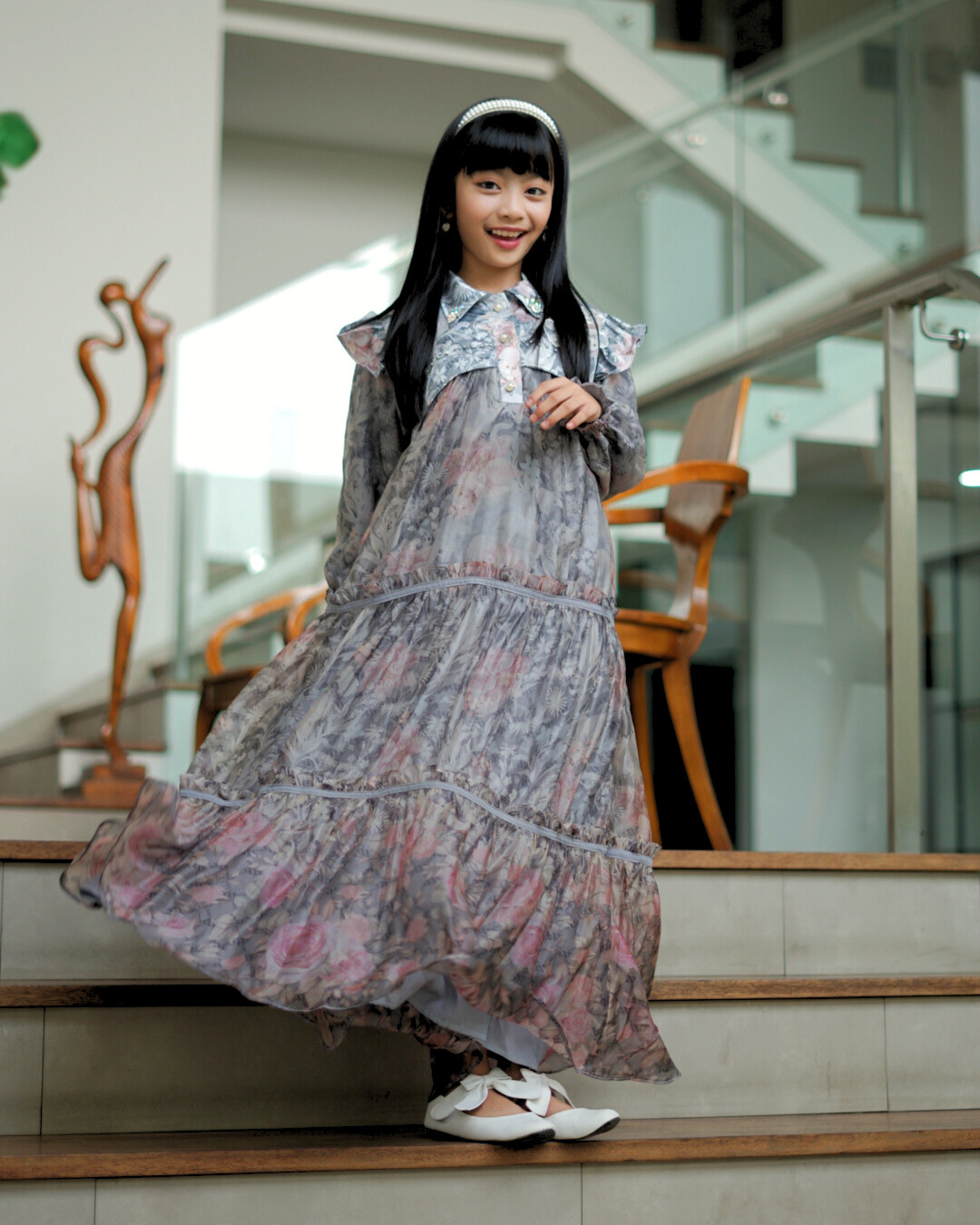 ZARELIA KIDS DRESS - GREY