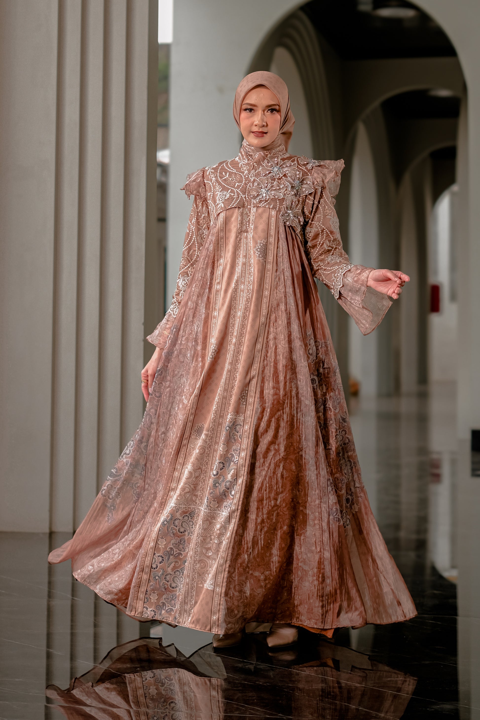 ZARELIA LACE DRESS - MOCHABROWN