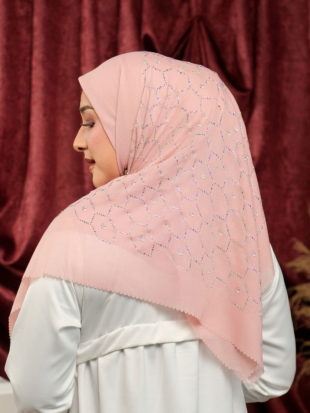 ZELIAA KRISTAL SCARF DUSTYPINK