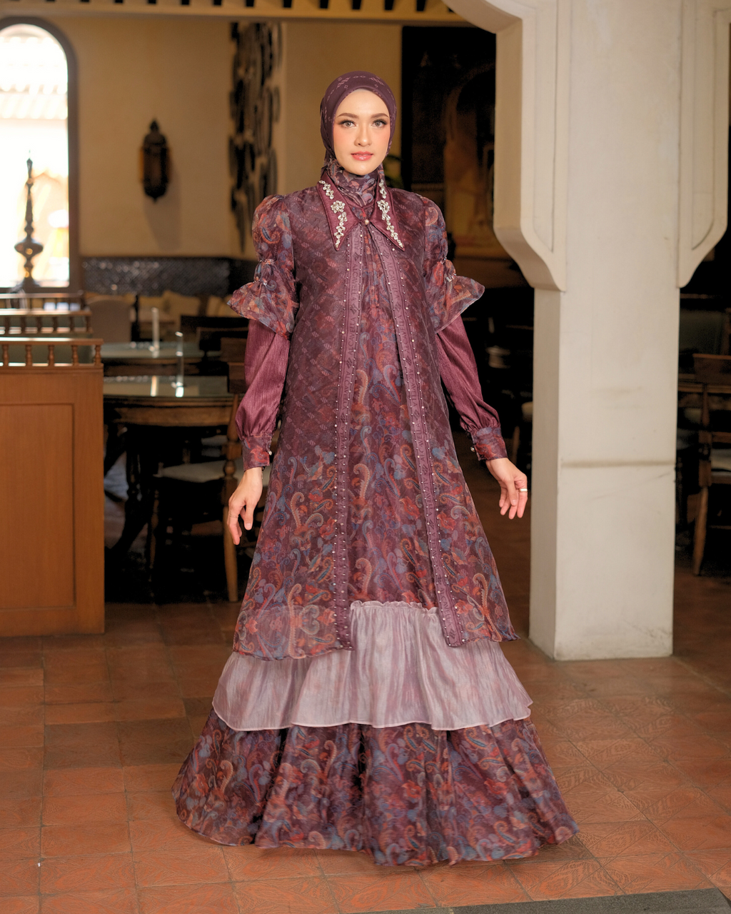 ZAURA DRESS - BURGUNDY