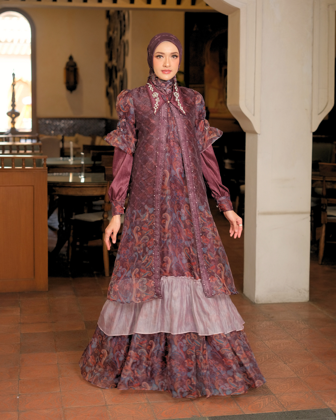 ZAURA DRESS - BURGUNDY
