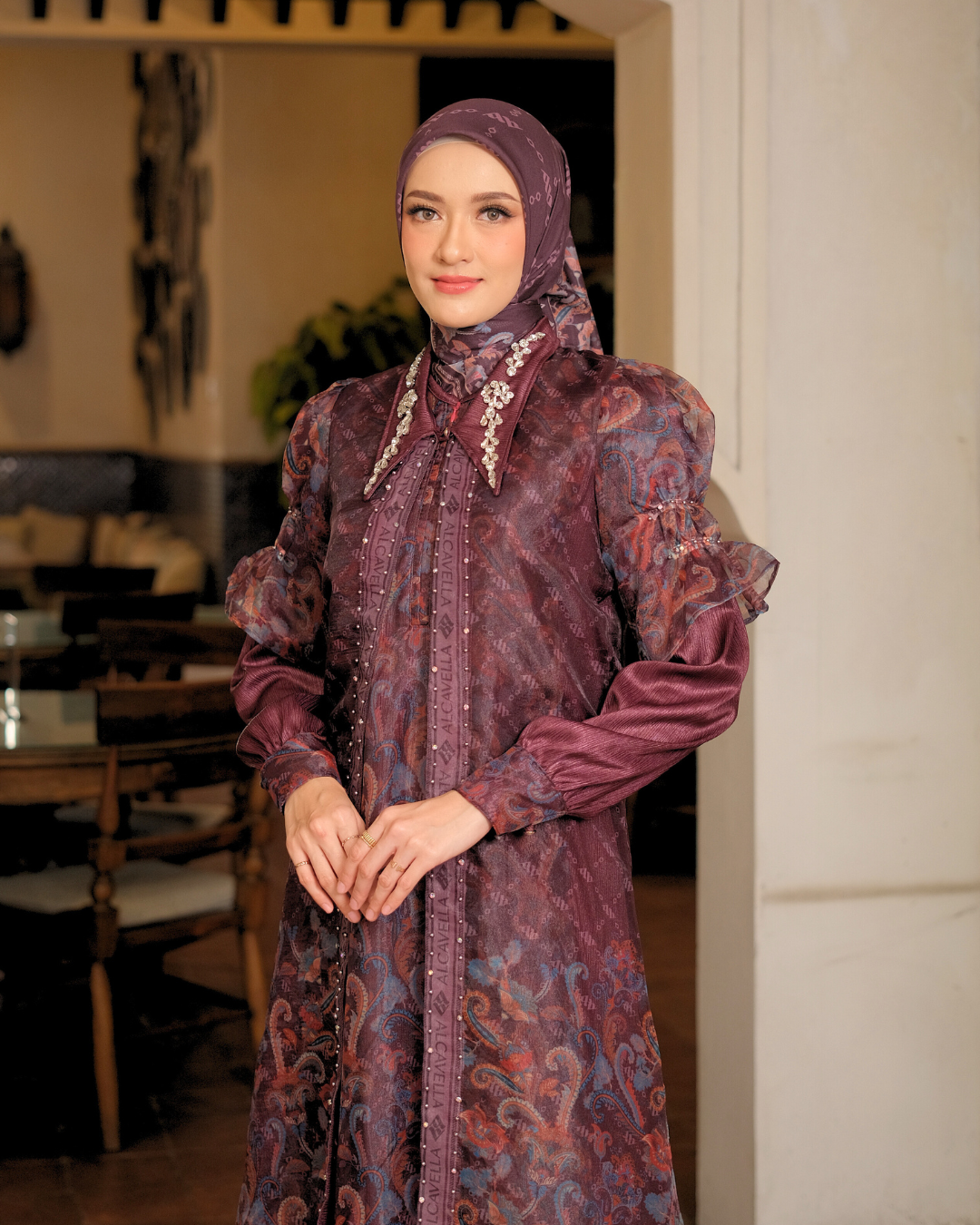 ZAURA DRESS - BURGUNDY
