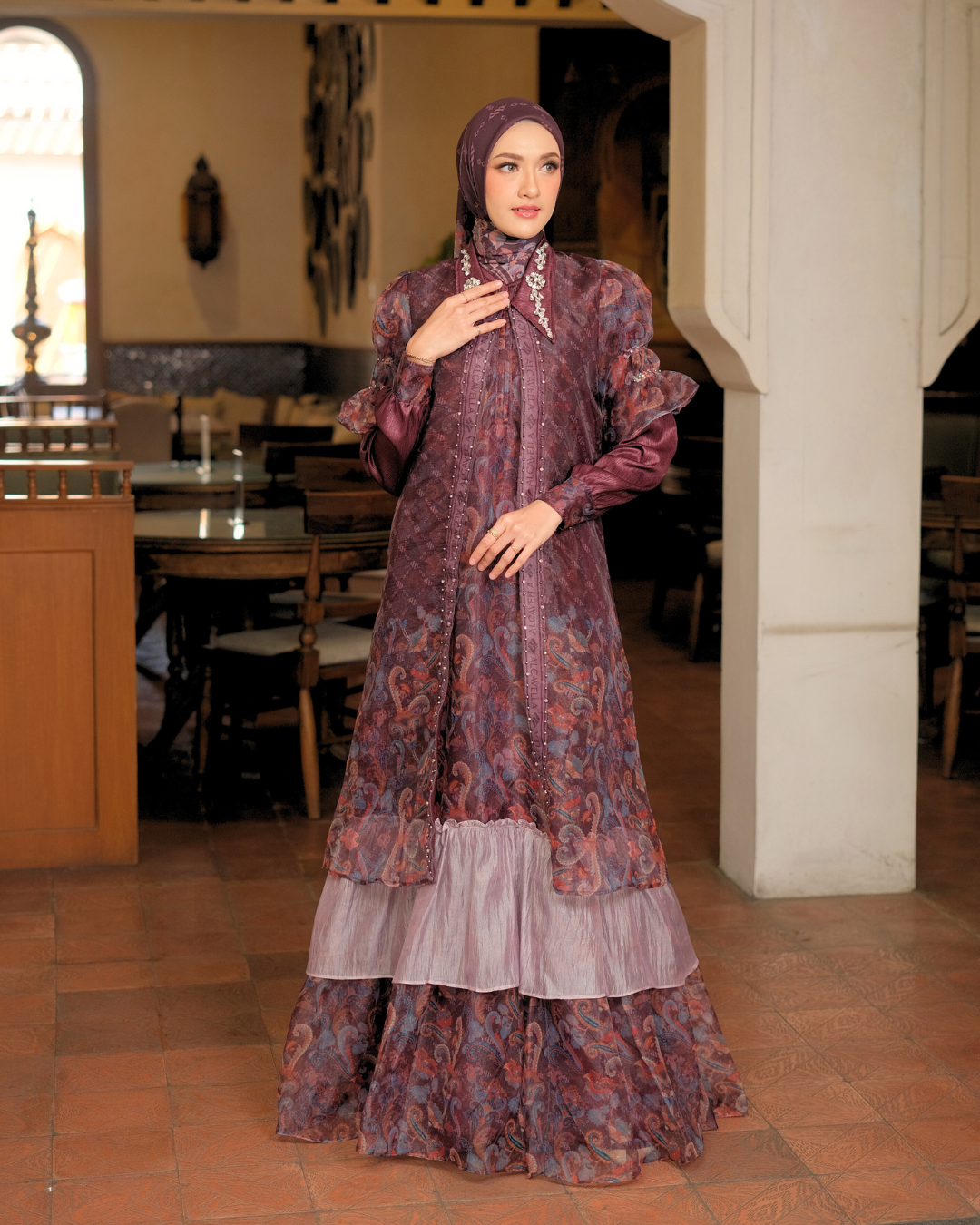 ZAURA DRESS - BURGUNDY