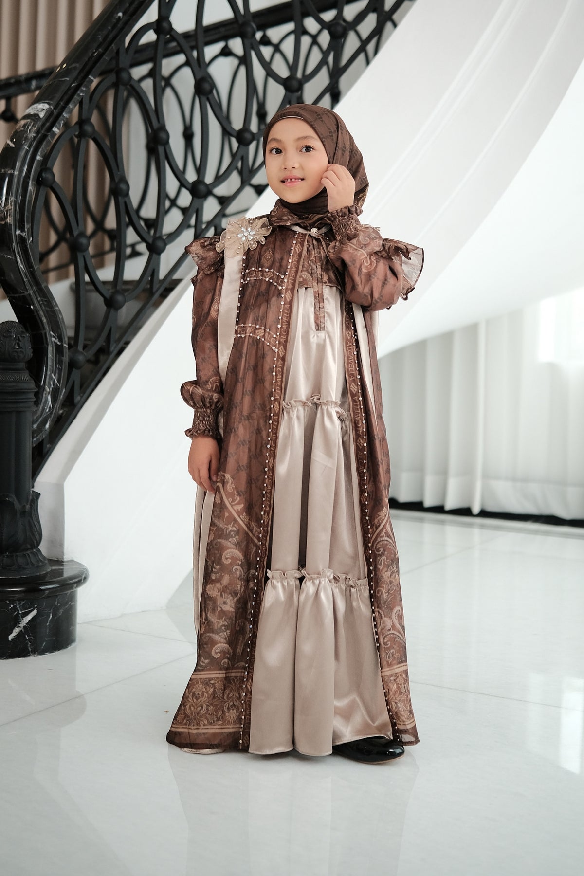 MAHEERA KIDS DRESS - MAHOGANY