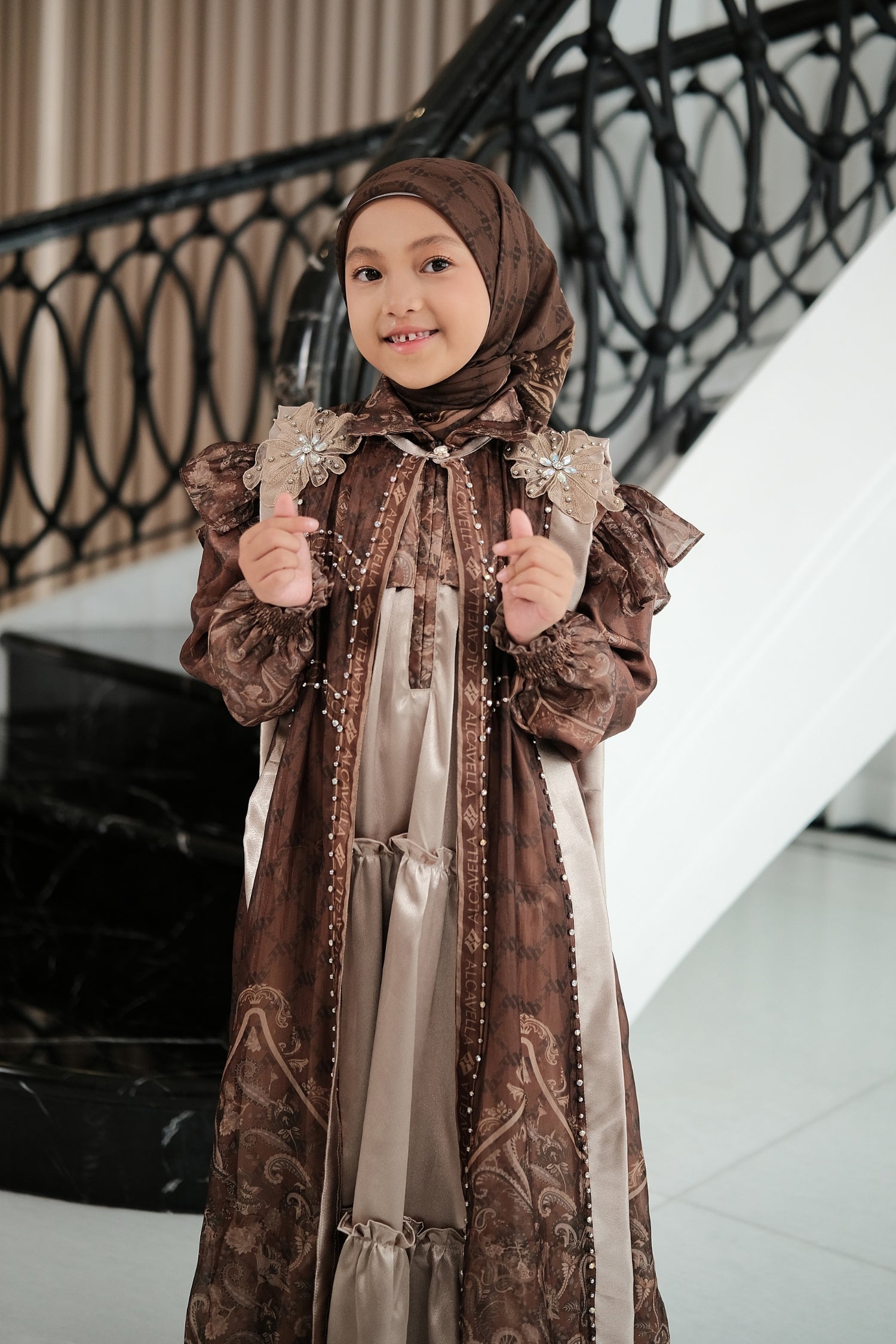 MAHEERA KIDS DRESS - MAHOGANY
