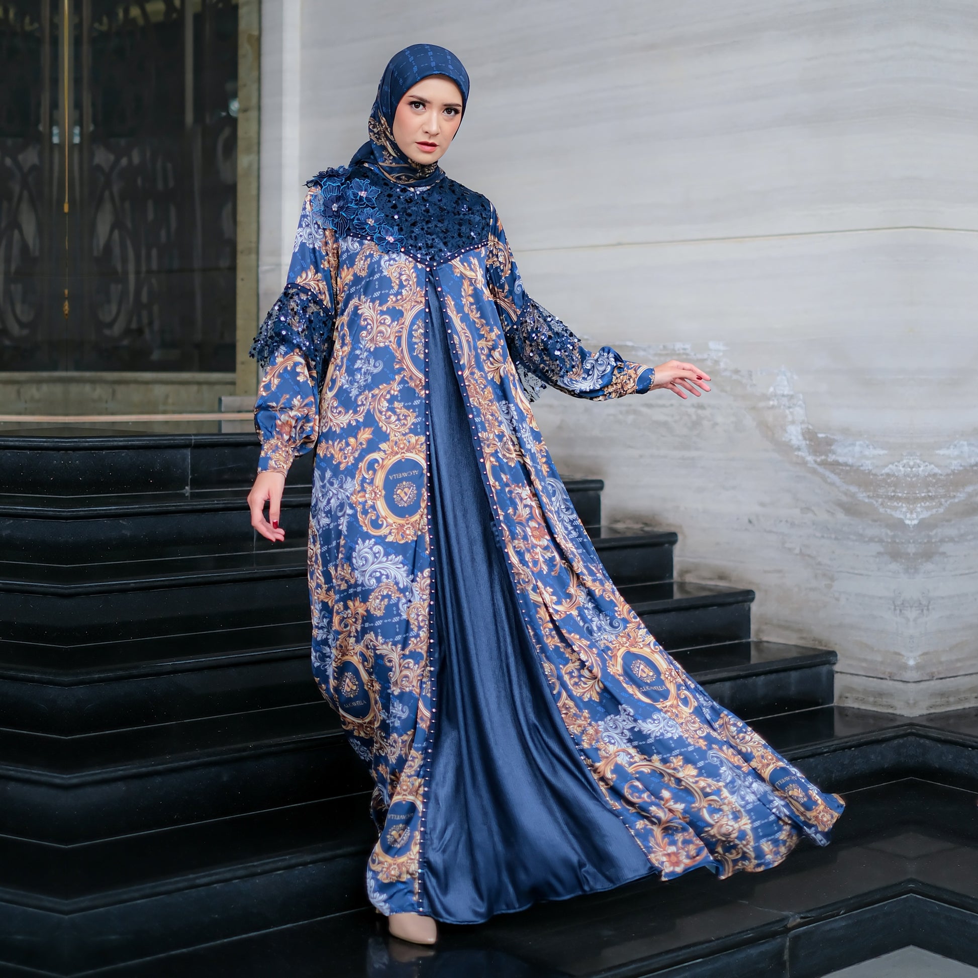 MALEEKA DRESS - NAVY
