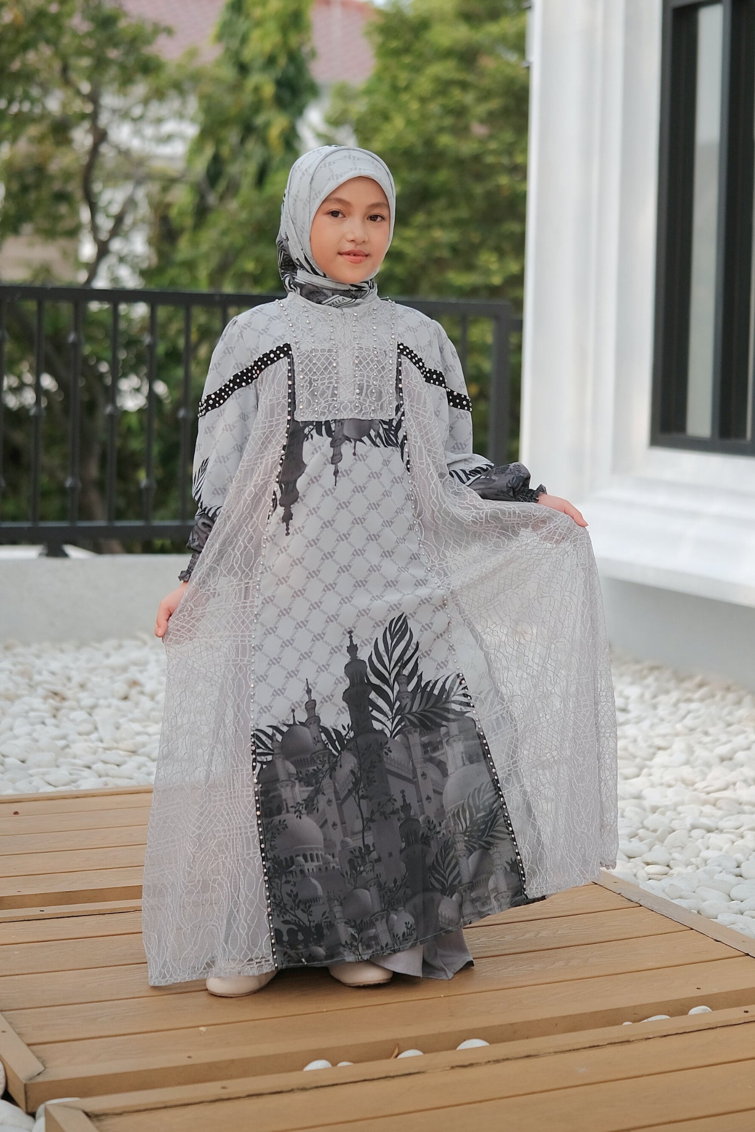 MAYESHA KIDS DRESS - GREY