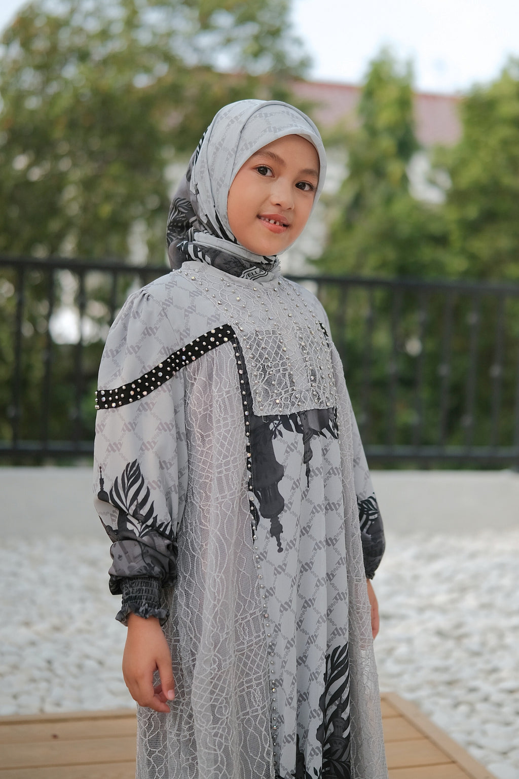 MAYESHA KIDS DRESS - GREY