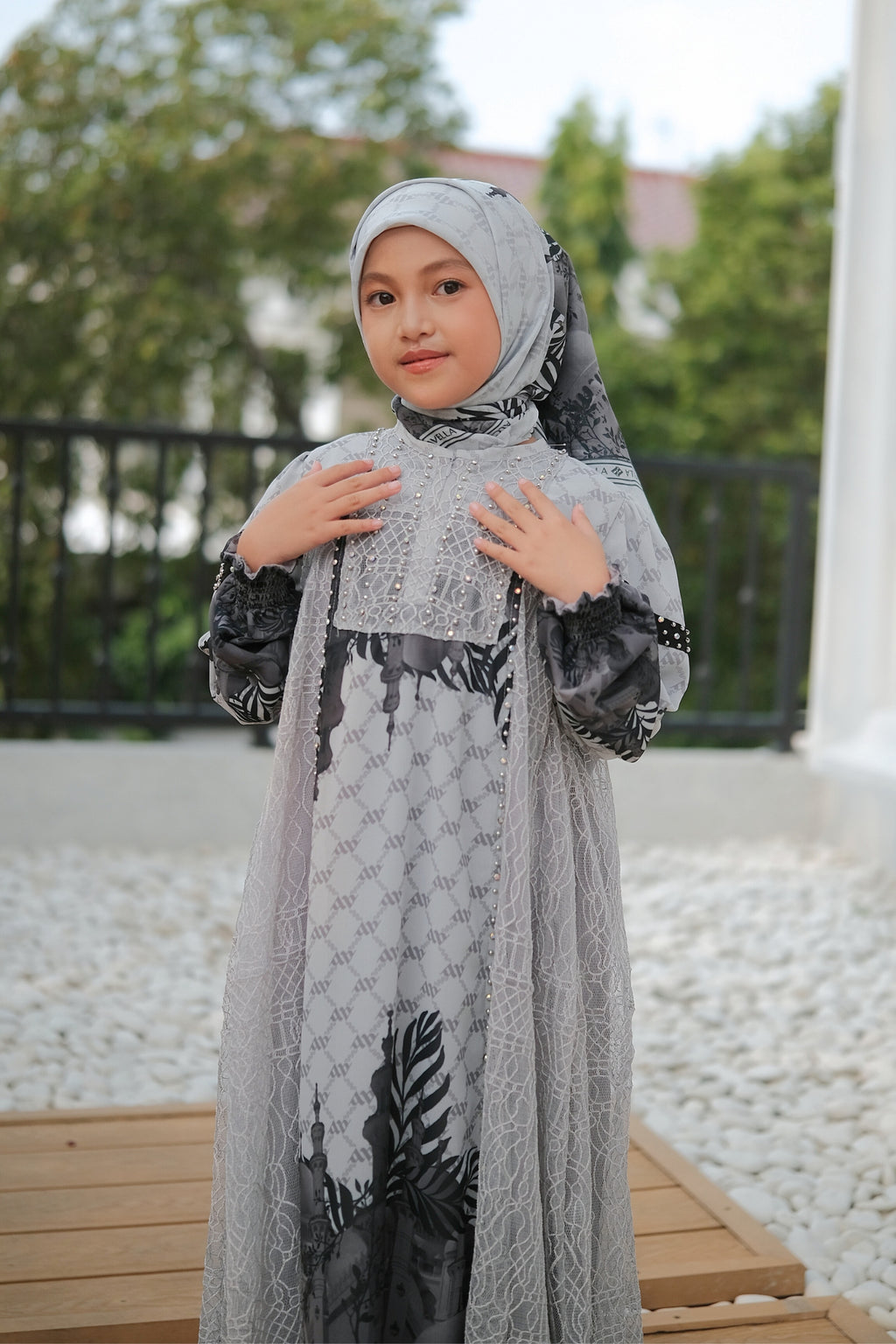 MAYESHA KIDS DRESS - GREY