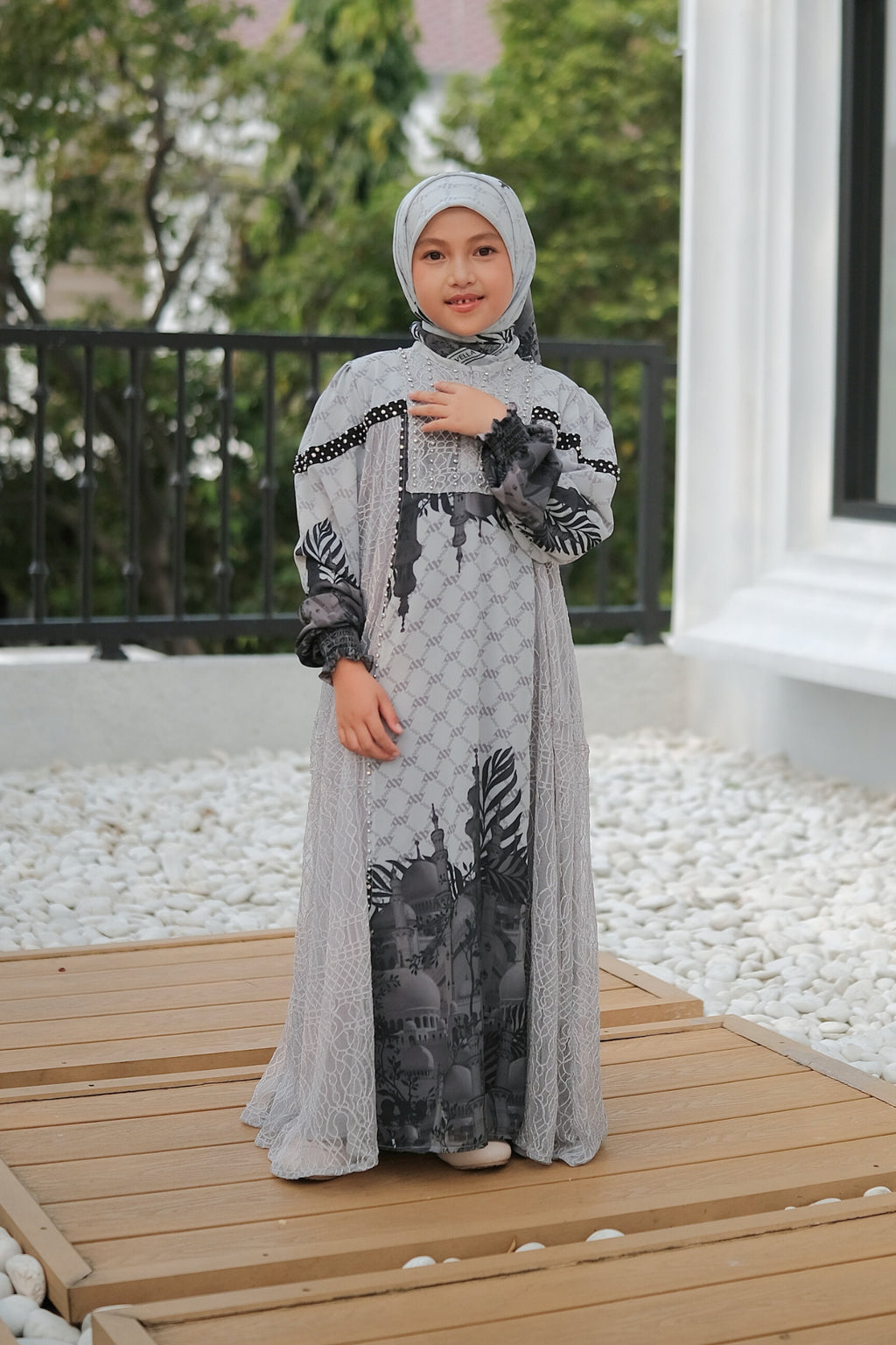 MAYESHA KIDS DRESS - GREY