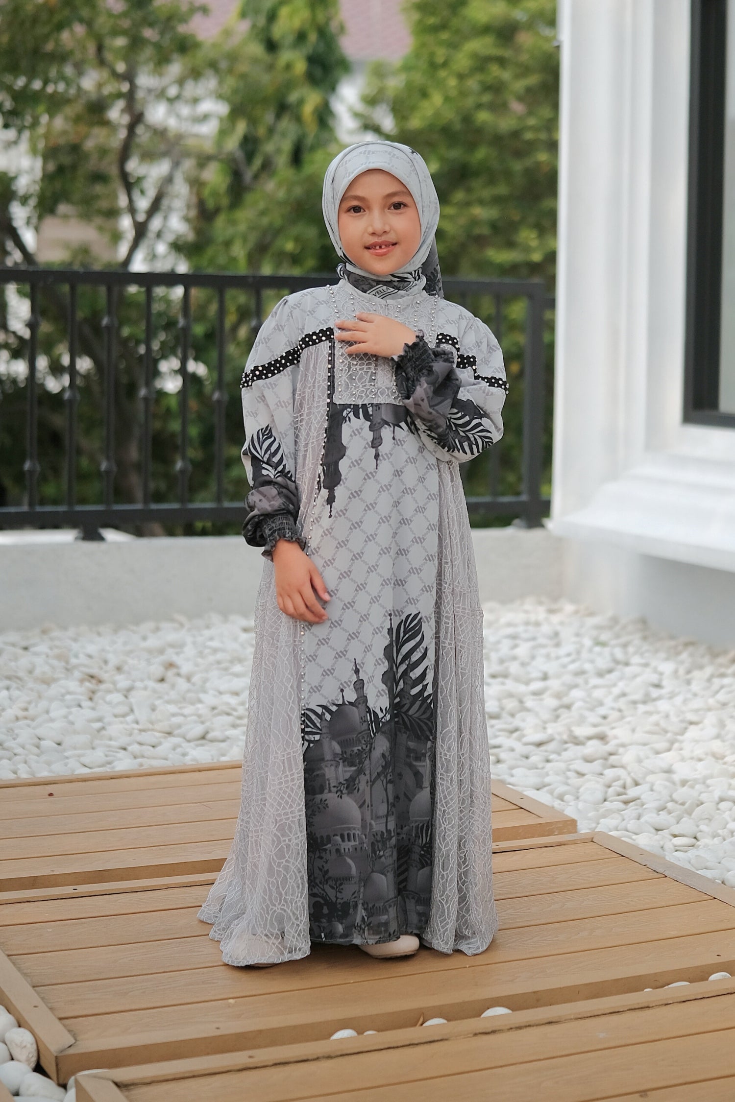 MAYESHA KIDS DRESS - GREY